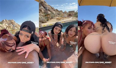 Auhneesh Nicole Foursome Outdoor In Bikini Video