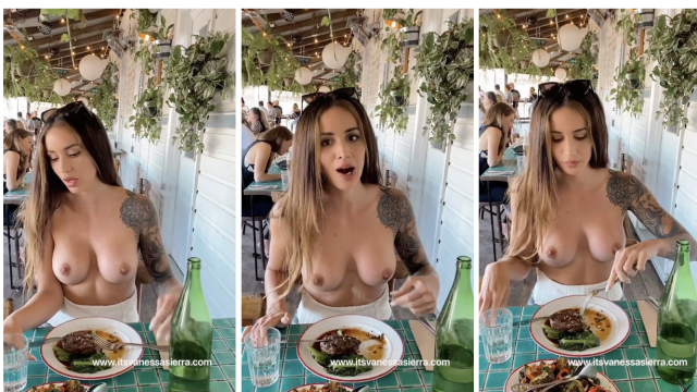 Vanessa Sierra Nude Boobs Showing In Restaurant Video