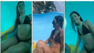 Charli Damelio Bikini Water Slide Video