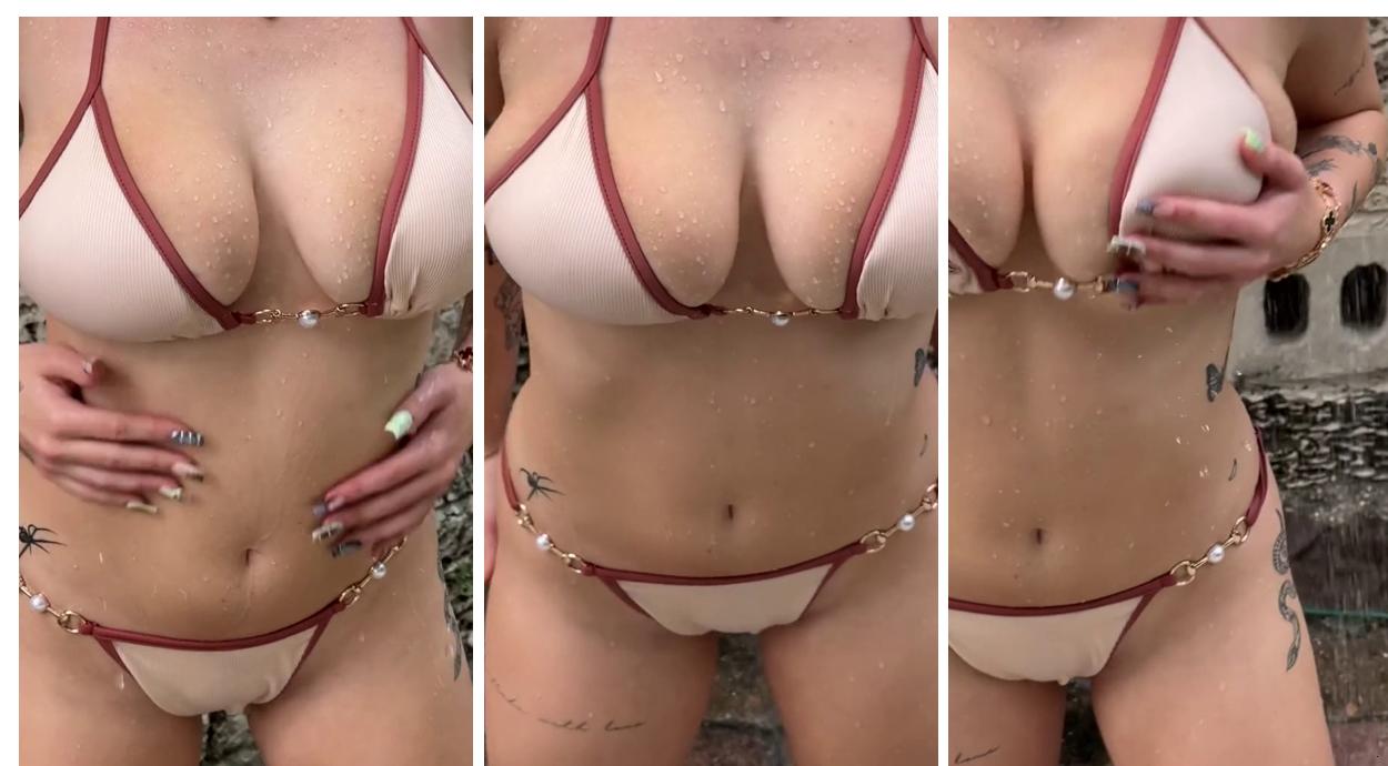 Kaitlyn Krems Naked Shower Boobs Out Door