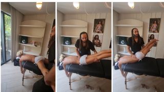 Livvy Dunne American Influencer Tits Out Getting Stretched In Spa By Black Masseuses  Premium Video