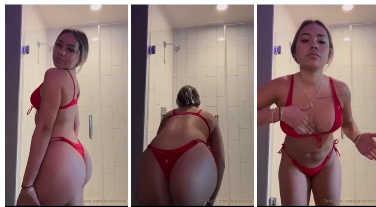 Ximena Saenz Nude Red Lingerie Oiled Body In Shower