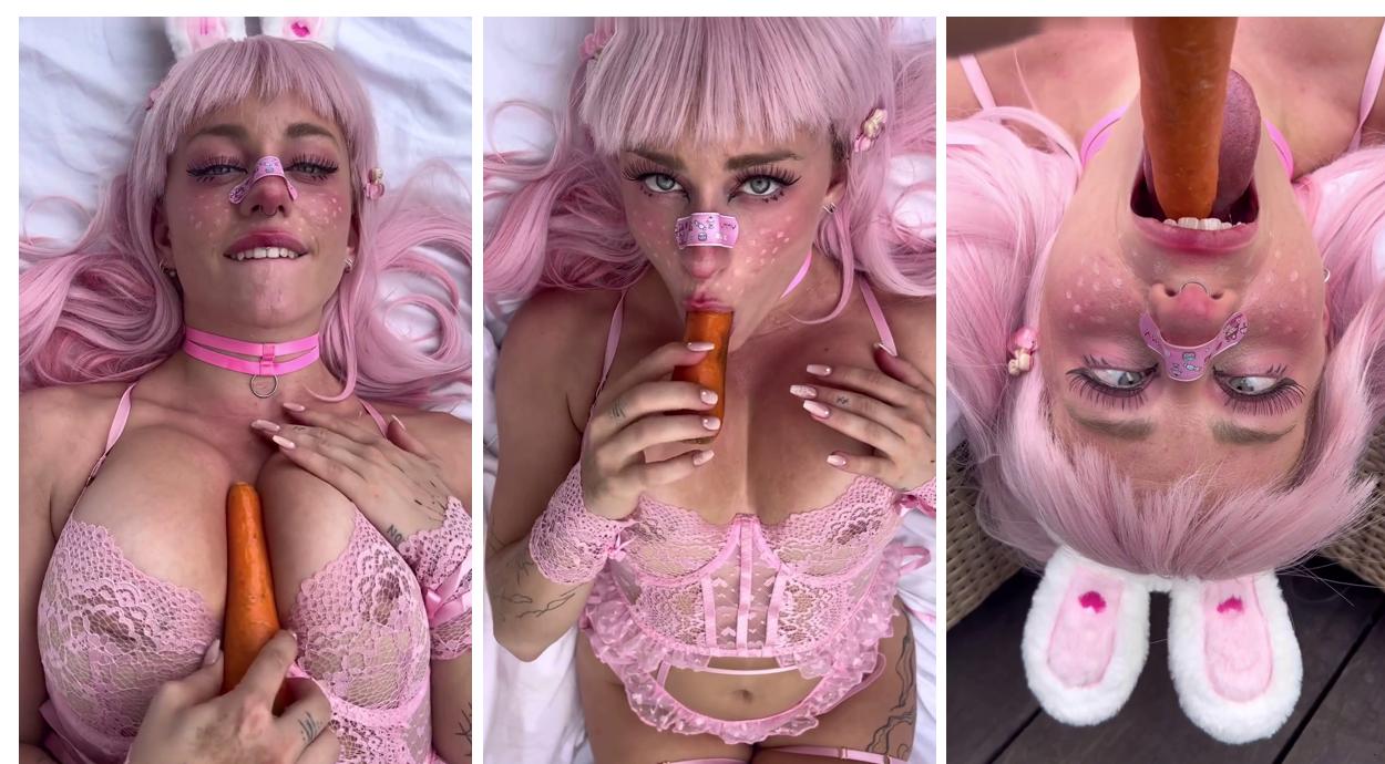 Badgalhailey Cute Bunny Sucking Off A Carrot And Fucked Her Nude Tits Onlyfans Ppv Leak