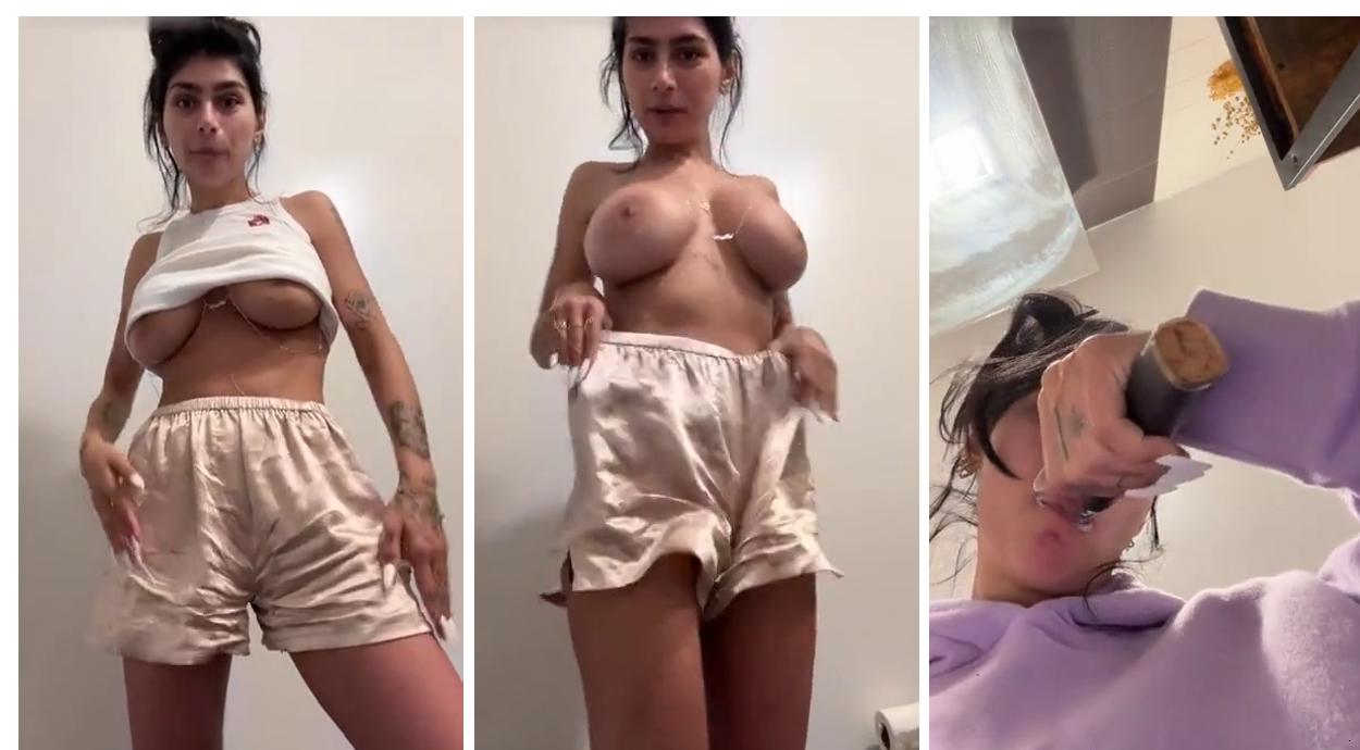 Mia Khalifa Strips Her Top And Drop Big Boobs Out Onlyfans